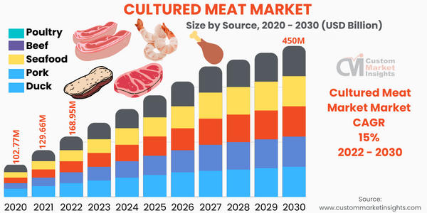 Cultured Meat Market to Grow Immensely at a CAGR of 15% From 2022 To 2030